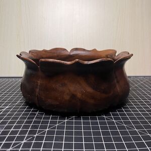 Vintage Hardwoods Wooden Bowl MCM tulip Carved Natural Storage Decor Container